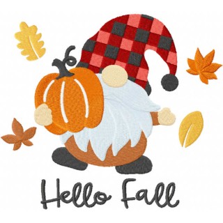 Hello fall gnome embroidery design - Embroidery Design