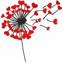 Dandelion with hearts embroidery design, showcasing a whimsical pattern ideal for Valentine's Day projects.