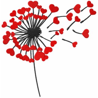 Dandelion with hearts embroidery design - Embroidery Design