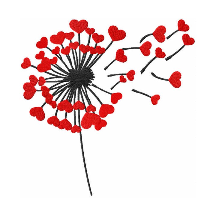 Dandelion with hearts embroidery design - Embroidery Design