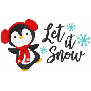 Dancing Christmas penguin embroidery design - Embroidery Design