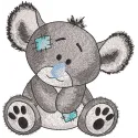 Koala greyscale embroidery design featuring a detailed stitched motif of an Australian animal.