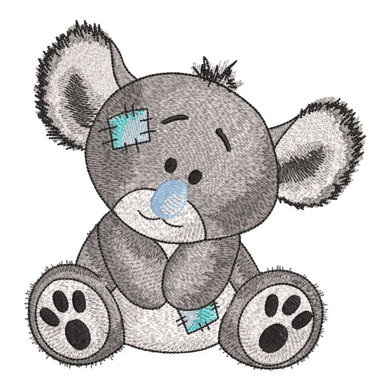 Koala greyscale embroidery design featuring a detailed stitched motif of an Australian animal.