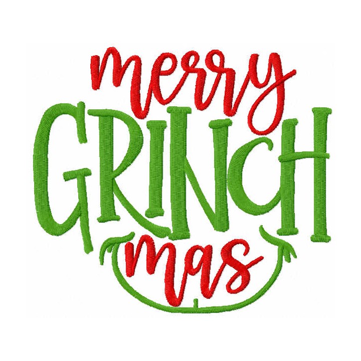 Merry Grinchmas inscription embroidery design - Embroidery Design