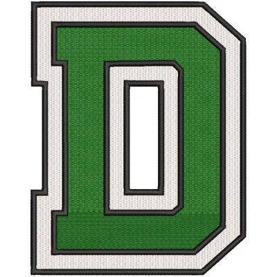 Dartmouth Big Green primary logo embroidery design showcased on fabric, ideal for stitching on apparel and accessories.