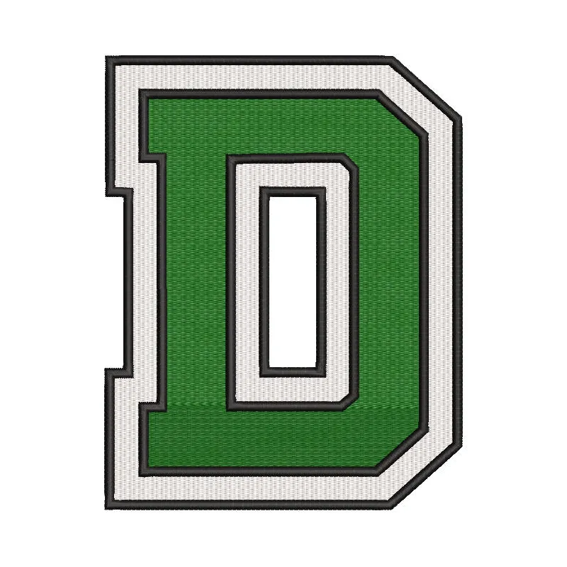 Dartmouth Big Green primary logo embroidery design showcased on fabric, ideal for stitching on apparel and accessories.