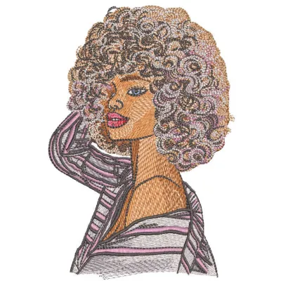 Embroidery design of a woman after shower, showcasing intricate details for stitching on various fabrics.