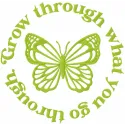 Preview of 'Grow through what you go through' embroidery design featuring vibrant butterflies.