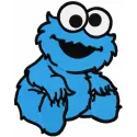 Adorable baby Cookie Monster embroidery design from Sesame Street, perfect for stitching on baby onesies or blankets.