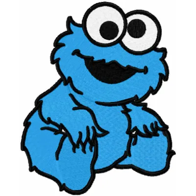 Adorable baby Cookie Monster embroidery design from Sesame Street, perfect for stitching on baby onesies or blankets.