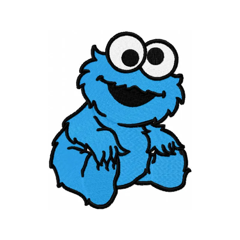 Adorable baby Cookie Monster embroidery design from Sesame Street, perfect for stitching on baby onesies or blankets.