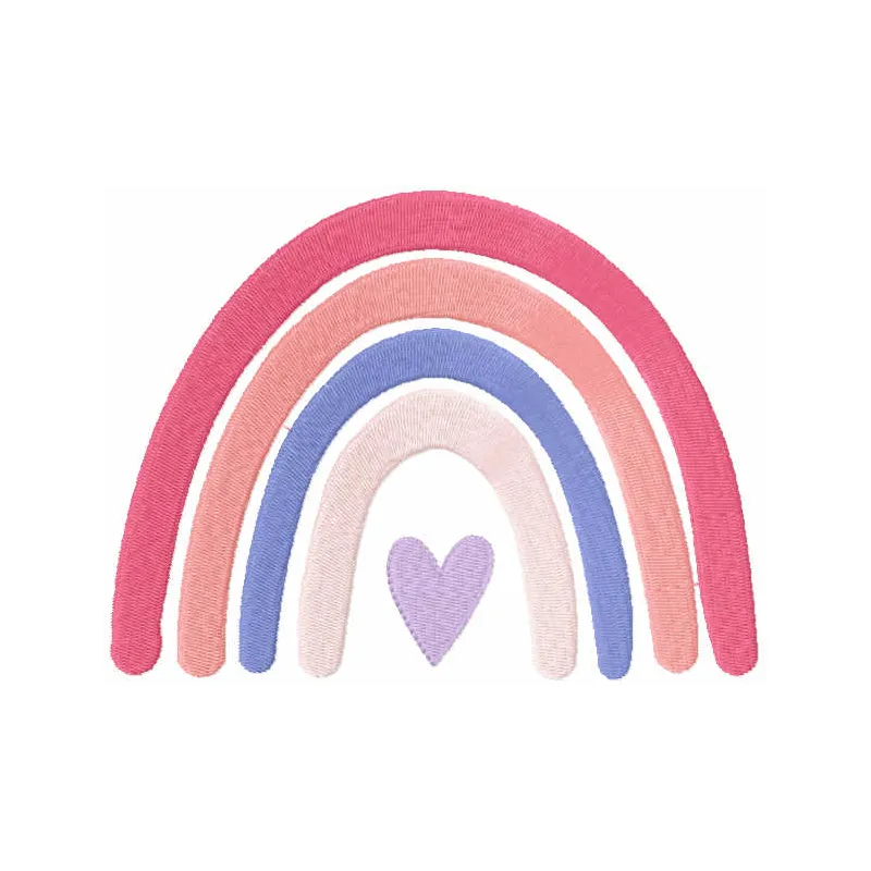 Boho Rainbow embroidery design preview showcasing a colorful, whimsical ornament for creative stitching projects.