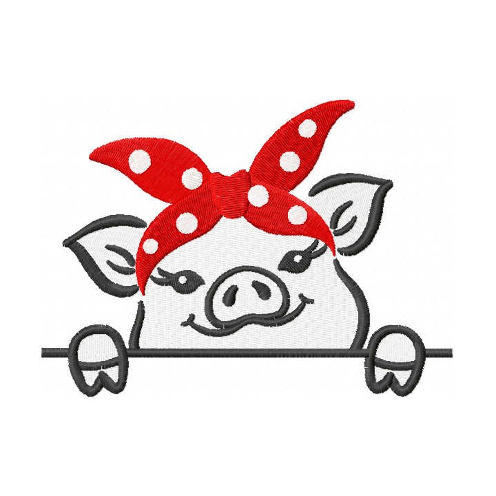 Little pig with red bandana embroidery design - Embroidery Design