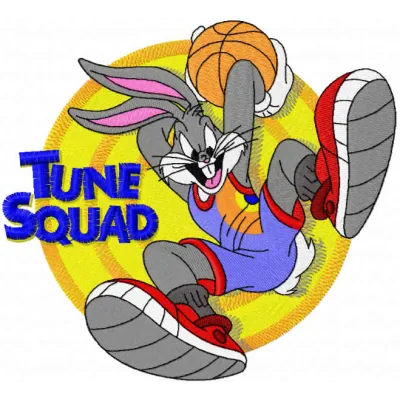 Tune Squad embroidery design featuring iconic characters from Looney Tunes, perfect for t-shirts and hoodies.