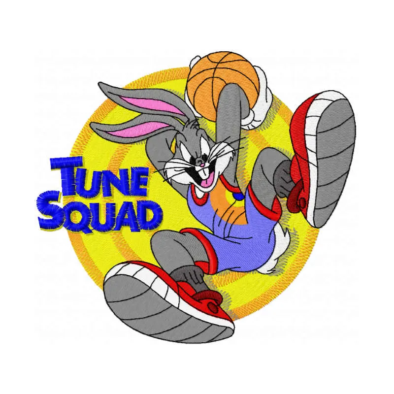 Tune Squad embroidery design featuring iconic characters from Looney Tunes, perfect for t-shirts and hoodies.