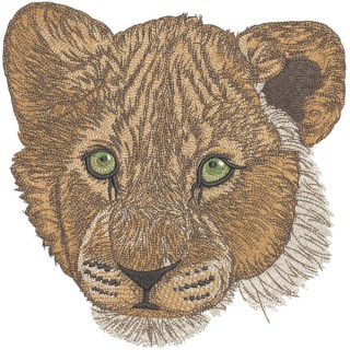 Lion cub with green eyes embroidery design - Embroidery Design