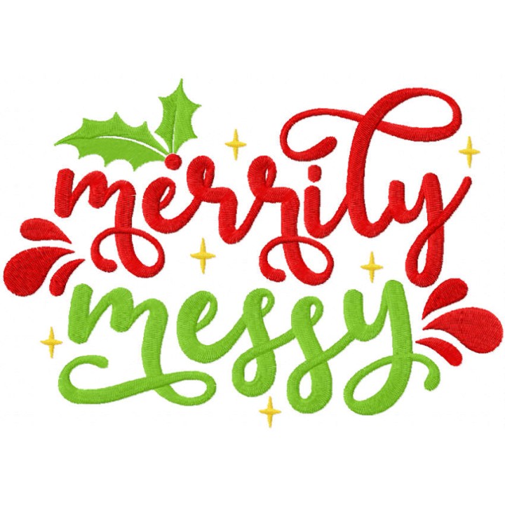 Merrily messy embroidery design - Embroidery Design