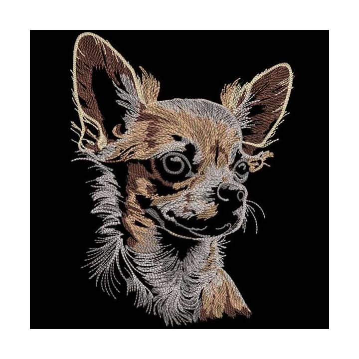 Chihuahua black background embroidery design - Embroidery Design