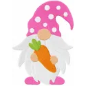 Easter gnome with carrot embroidery design, showcasing a whimsical motif for festive stitching projects.