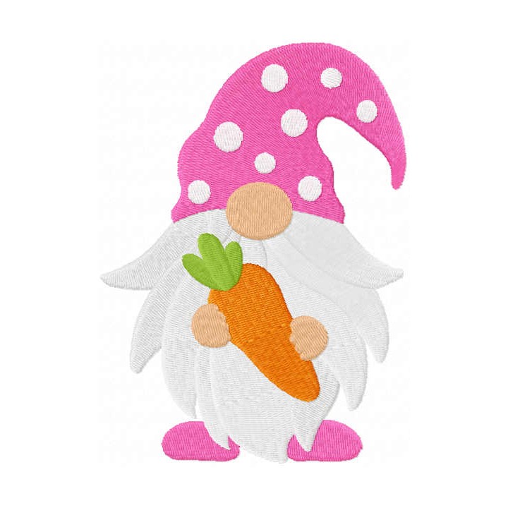Easter gnome with carrot embroidery design - Embroidery Design