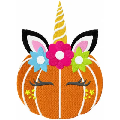 Preview of a Halloween unicorn embroidery design featuring whimsical elements perfect for festive stitching projects.