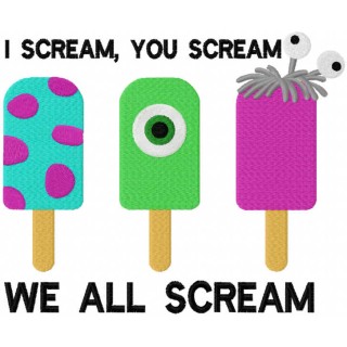 I scream you scream we all scream embroidery design - Embroidery Design