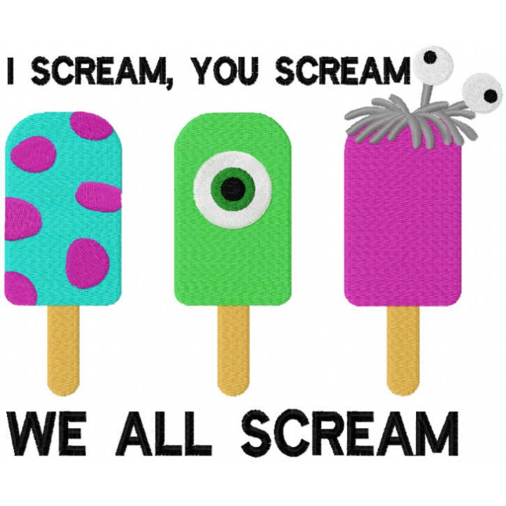 I scream you scream we all scream embroidery design - Embroidery Design