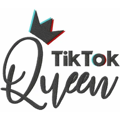 Preview of Tik Tok Queen embroidery design showcasing vibrant patterns for creative projects like hoodies and tote bags.