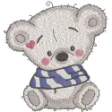 Teddy warm time embroidery design featuring a cute teddy bear, perfect for stitching on baby onesies or blankets.