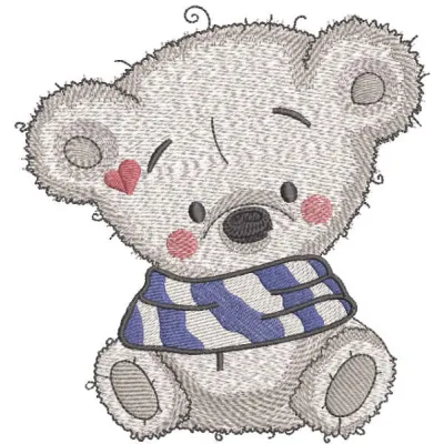 Teddy warm time embroidery design featuring a cute teddy bear, perfect for stitching on baby onesies or blankets.