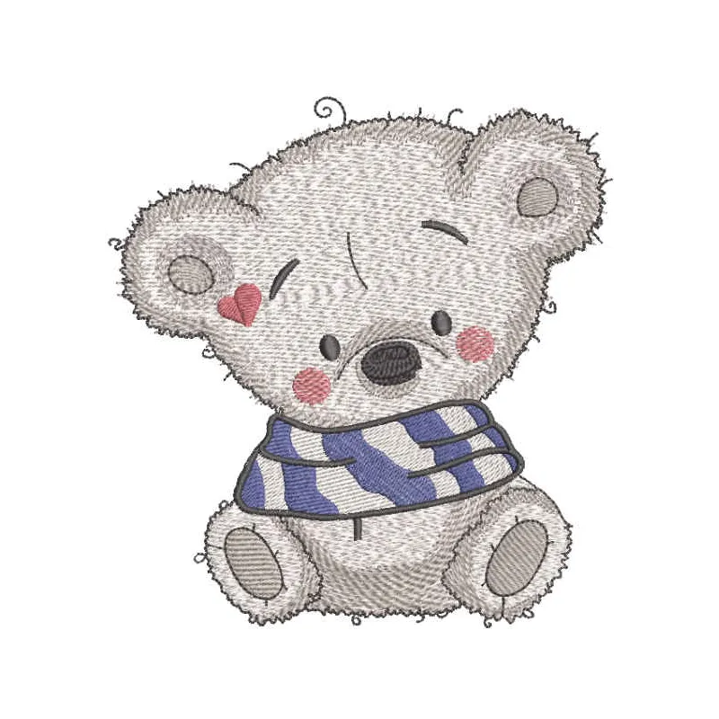 Teddy warm time embroidery design featuring a cute teddy bear, perfect for stitching on baby onesies or blankets.