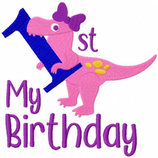 T-rex first birthday embroidery design - Embroidery Design