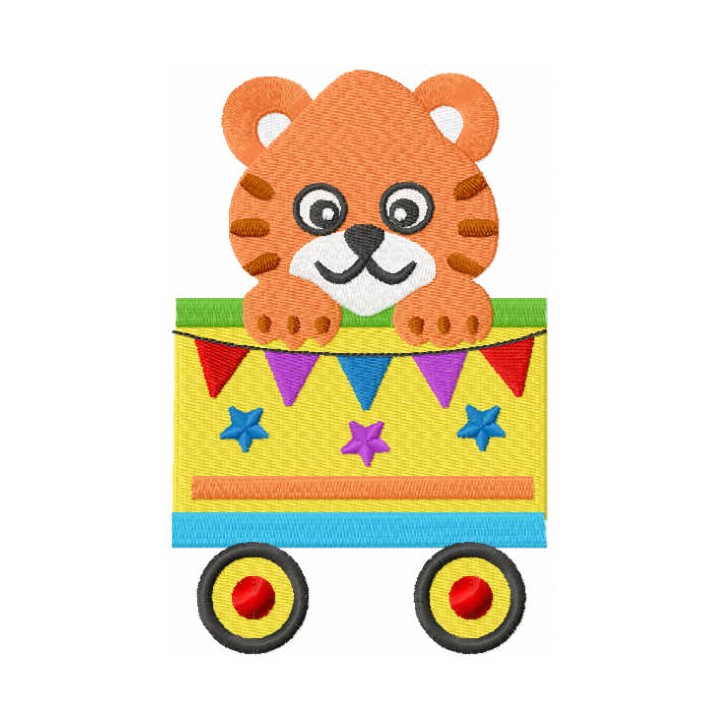 Tiger on the train embroidery design - Embroidery Design