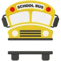 School bus embroidery design featuring a customizable monogram, perfect for back to school projects.