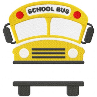 School bus with monogram embroidery design - Embroidery Design