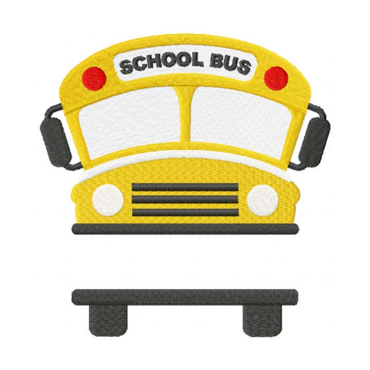 School bus with monogram embroidery design - Embroidery Design