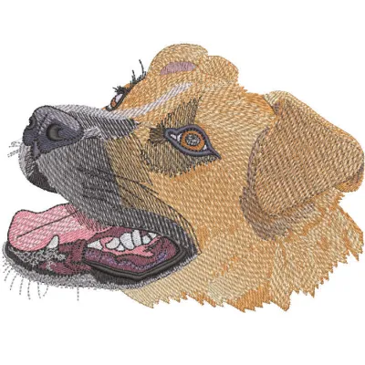Big dog muzzle embroidery design showcasing a detailed stitched pattern for pet lovers and crafters.
