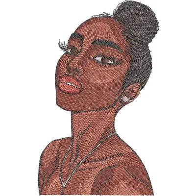 Beautiful women bundle of hair embroidery design showcasing intricate stitching patterns for apparel and accessories.