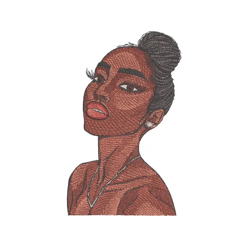 Beautiful women bundle of hair embroidery design showcasing intricate stitching patterns for apparel and accessories.