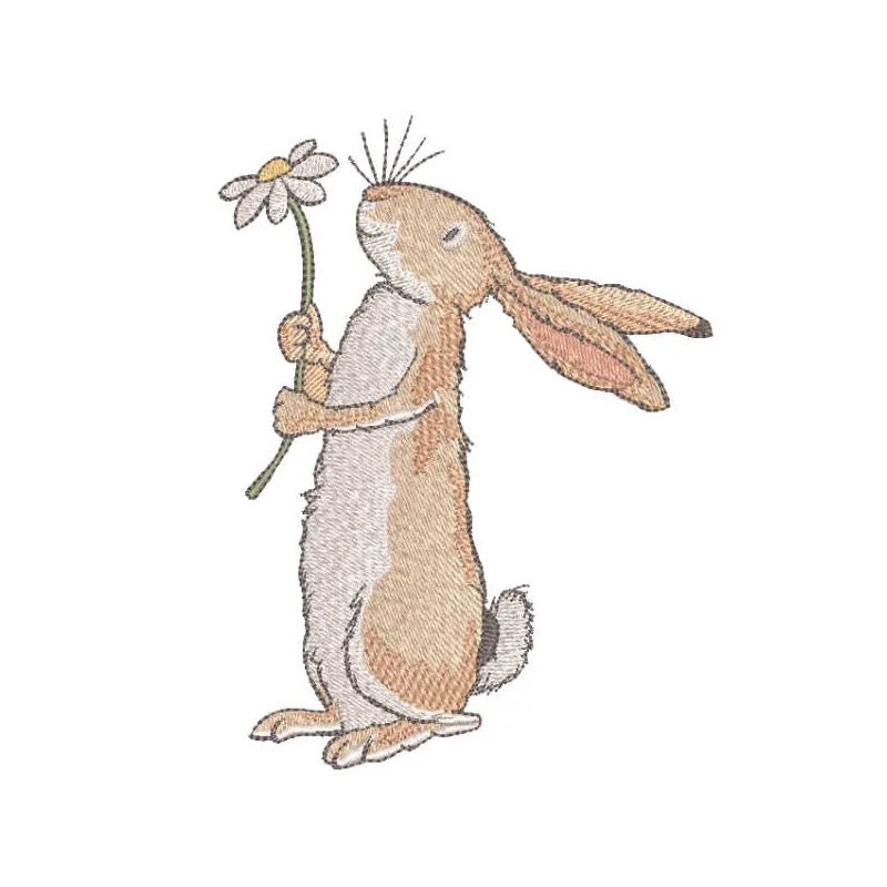 Preview of the 'How I Love Daisies' embroidery design featuring adorable bunnies and floral motifs.