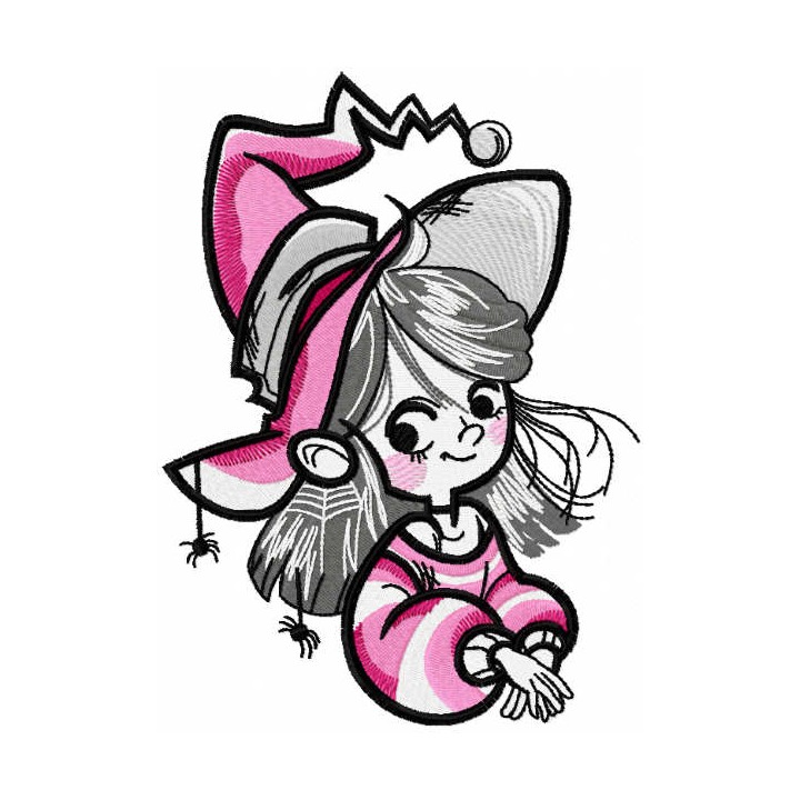 Cute halloween witch embroidery design - Embroidery Design