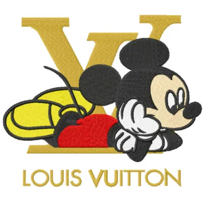 Mickey Mouse Louis Vuitton embroidery design showcasing a unique blend of classic characters and luxury style.