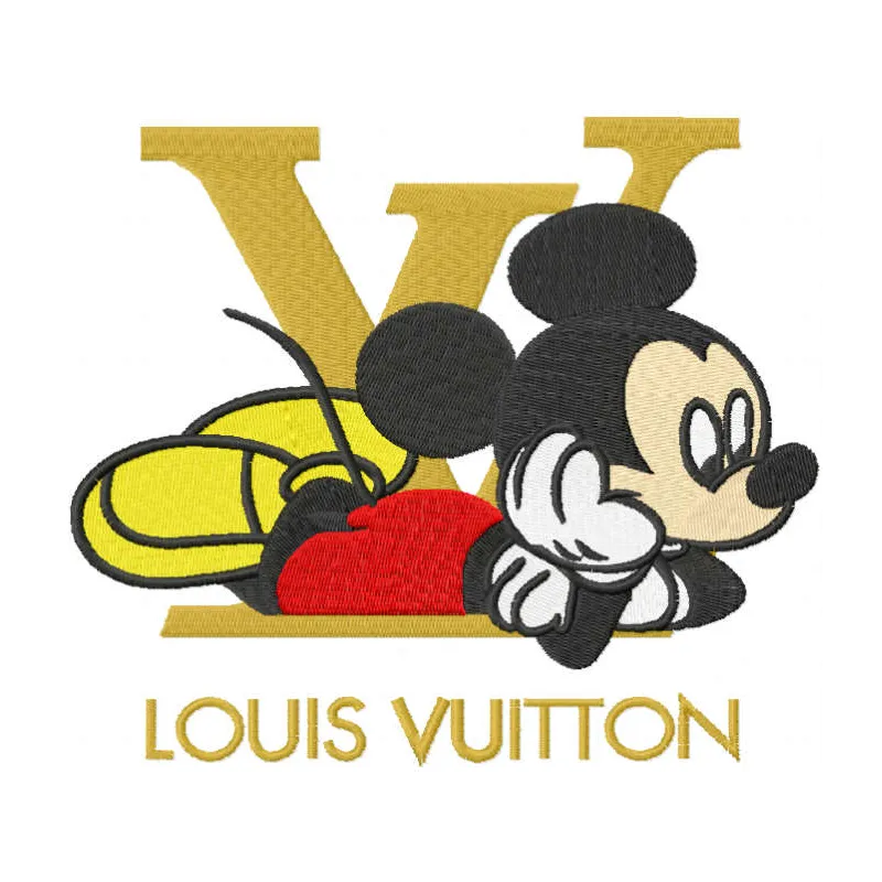 Mickey Mouse Louis Vuitton embroidery design showcasing a unique blend of classic characters and luxury style.