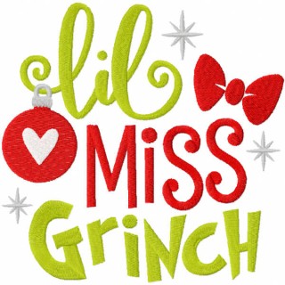 Lil miss grinch embroidery design - Embroidery Design