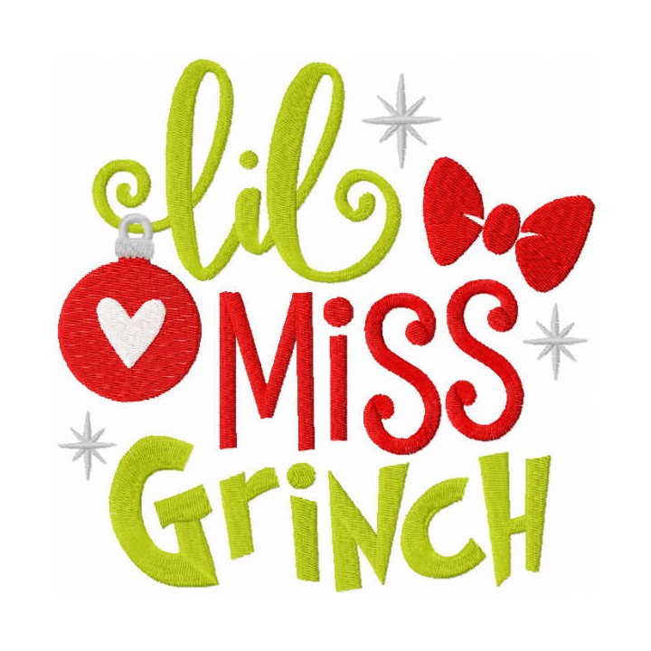 Lil miss grinch embroidery design - Embroidery Design