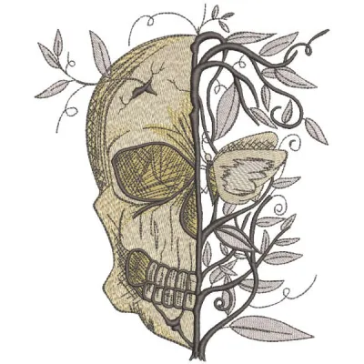 Skull Always Spring embroidery design featuring a skull and bones motif, perfect for creative stitching projects.