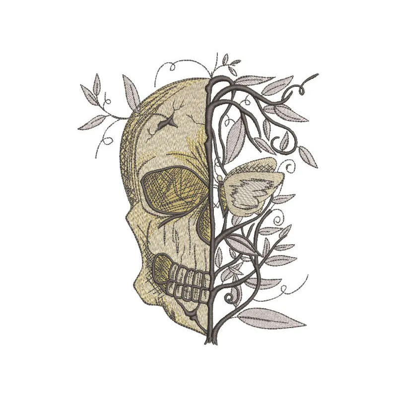 Skull Always Spring embroidery design featuring a skull and bones motif, perfect for creative stitching projects.