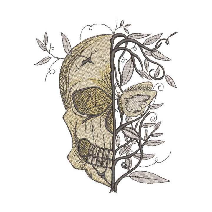 Skull Always Spring embroidery design - Embroidery Design