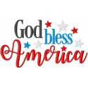 Preview of the 'God bless America 2' embroidery design featuring patriotic motifs, ideal for t-shirts and tote bags.