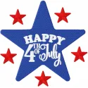 Star 4th of July embroidery design featuring a festive motif, perfect for patriotic apparel and decor.